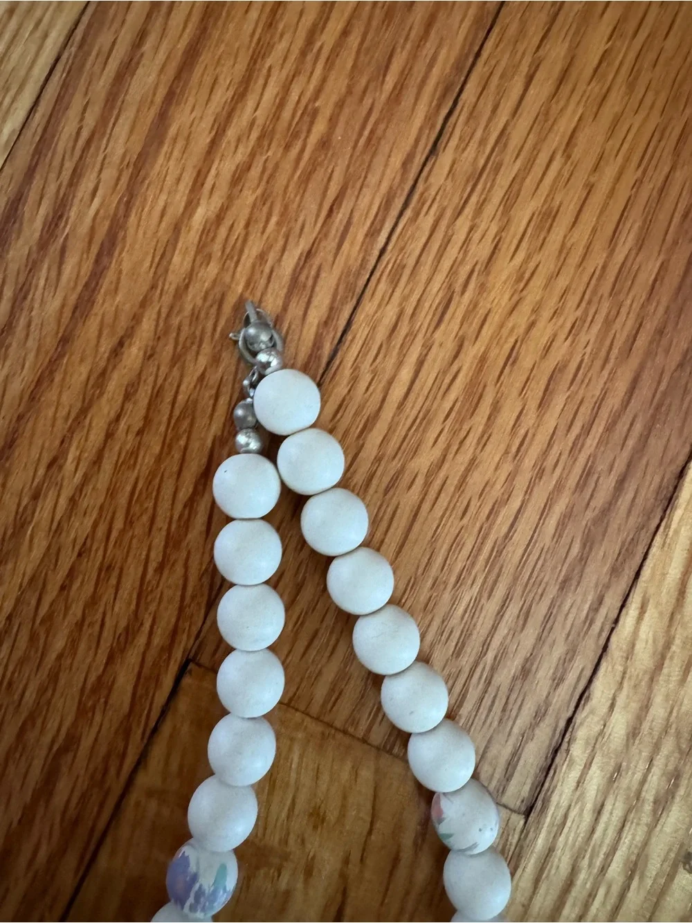 Vintage Pastel Beaded Statement Necklaces in Cream and Light Lavender
